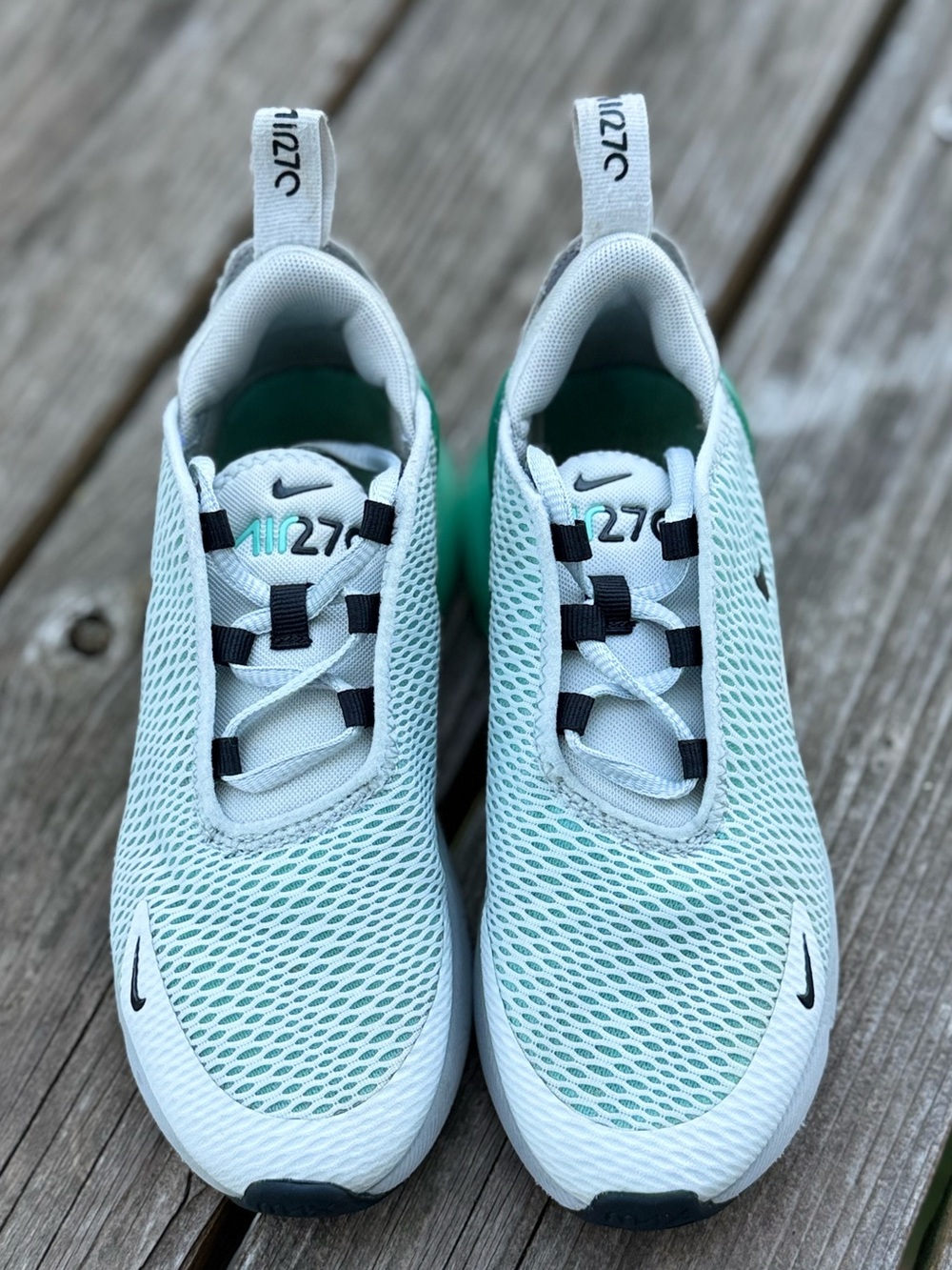 Nike Youth Air Max 270 Tennis Shoes Gray/Turquoise- Size 1 (Unisex)